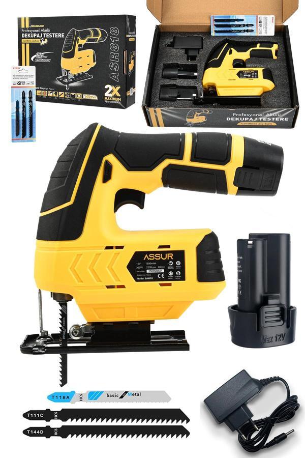 Assur Profesyonel 12 V Çift Akülü Şarjlı Dekupaj Testere Makinesi - Image 1