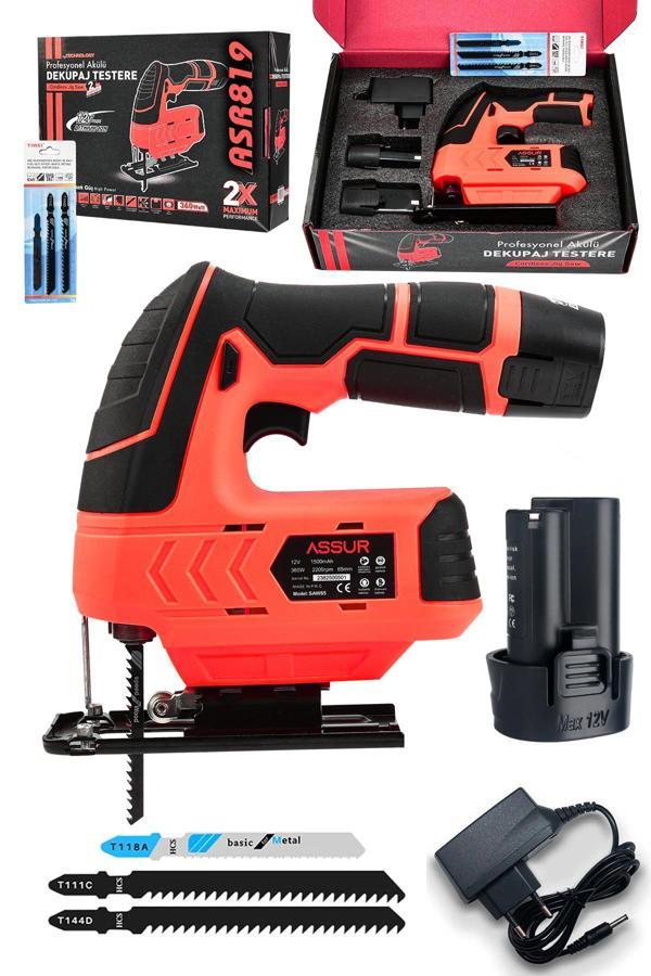Assur Profesyonel 12 V Çift Akülü Şarjlı Dekupaj Testere Makinesi - Image 1