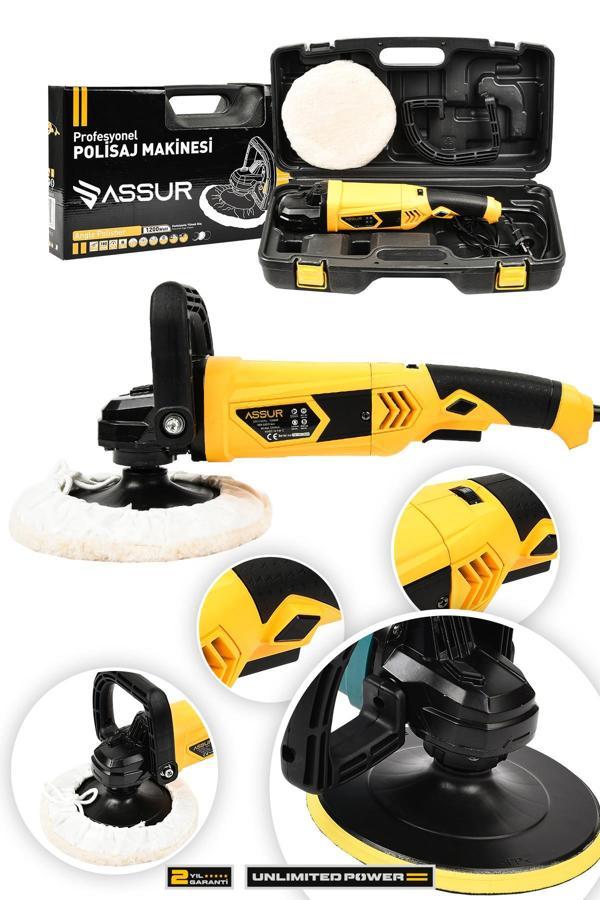 Assur 1200W Polisaj Makinesi Devir Ayarlı 6 Kademeli 180mm Pasta Cila - Image 1