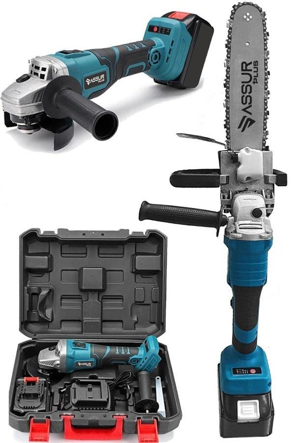 Assur 21V Çift Akülü Şarjlı 125mm Avuç Taşlama & Testere Başlık Set - Image 1