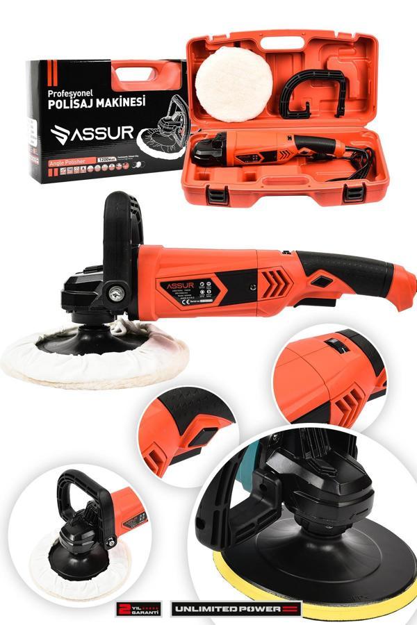 Assur 1200W Polisaj Makinesi Devir Ayarlı 6 Kademeli 180mm Pasta Cila - Image 1
