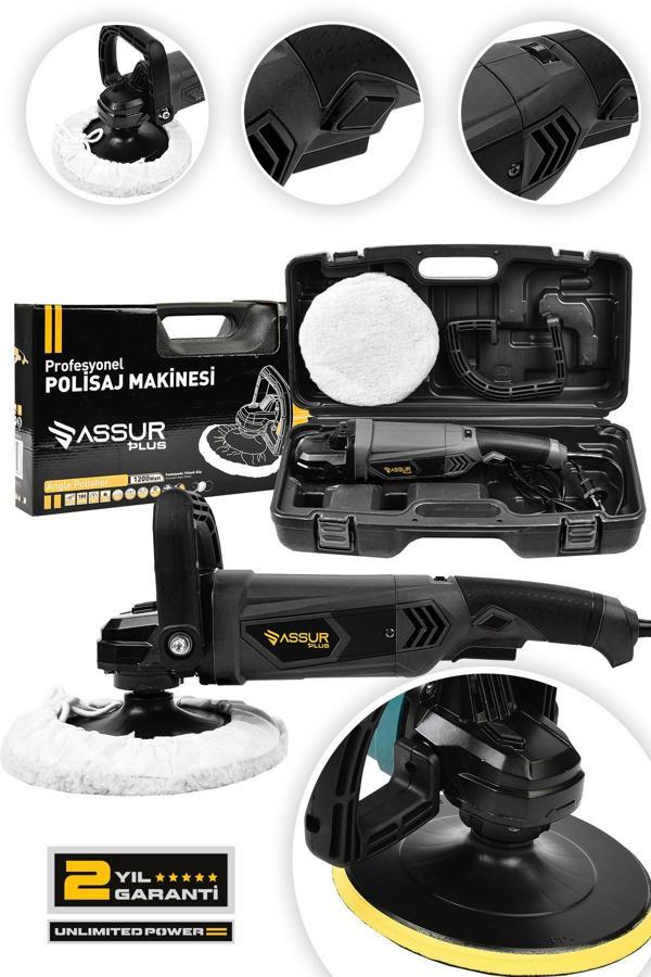 Assur 1200W Polisaj Makinesi Devir Ayarlı 6 Kademeli 180mm Pasta Cila - Image 1