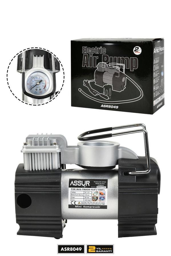 Assur 12v Çakmaklık Girişli 150 psi Mini Hava Kompresörü - Image 1
