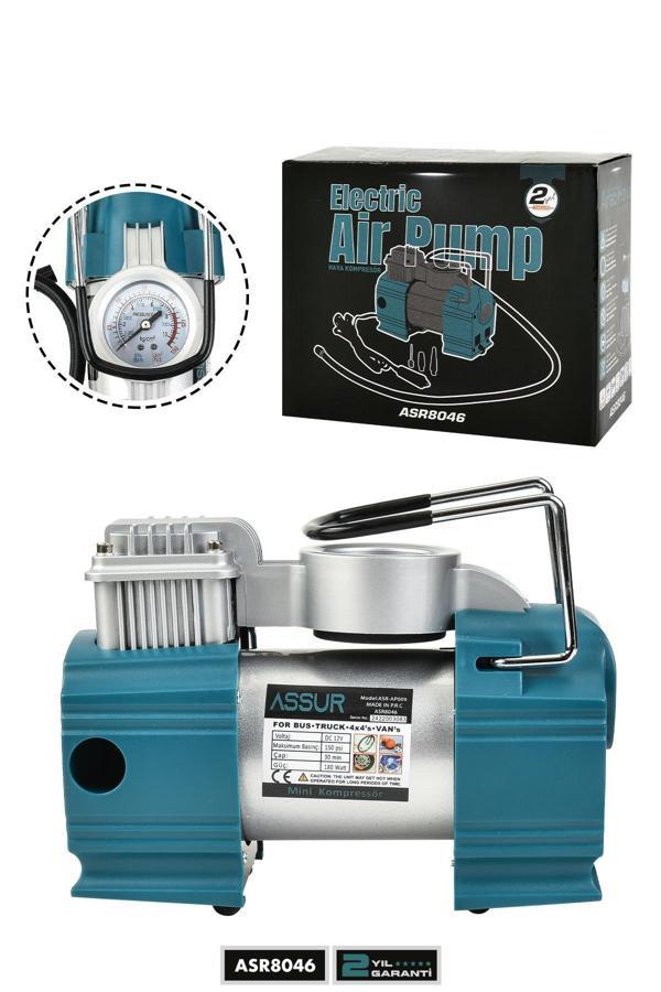 Assur 12v Çakmaklık Girişli 150 psi Mini Hava Kompresörü - Image 1