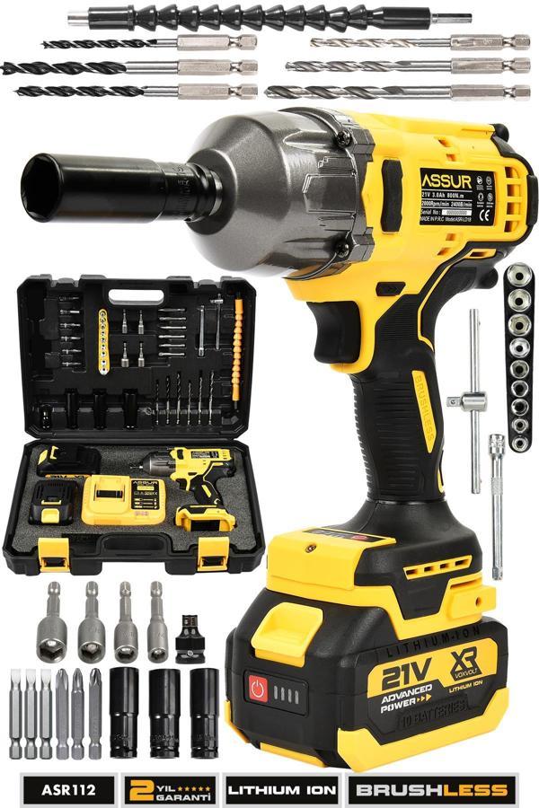 Assur 21V Çift Akülü Şarjlı Matkap 800Nm Torklu Somun Sıkma Sökme - Image 1