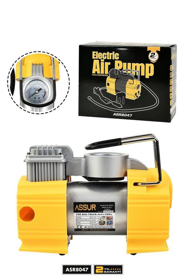 Assur 12v Çakmaklık Girişli 150 psi Mini Hava Kompresörü - Image 1