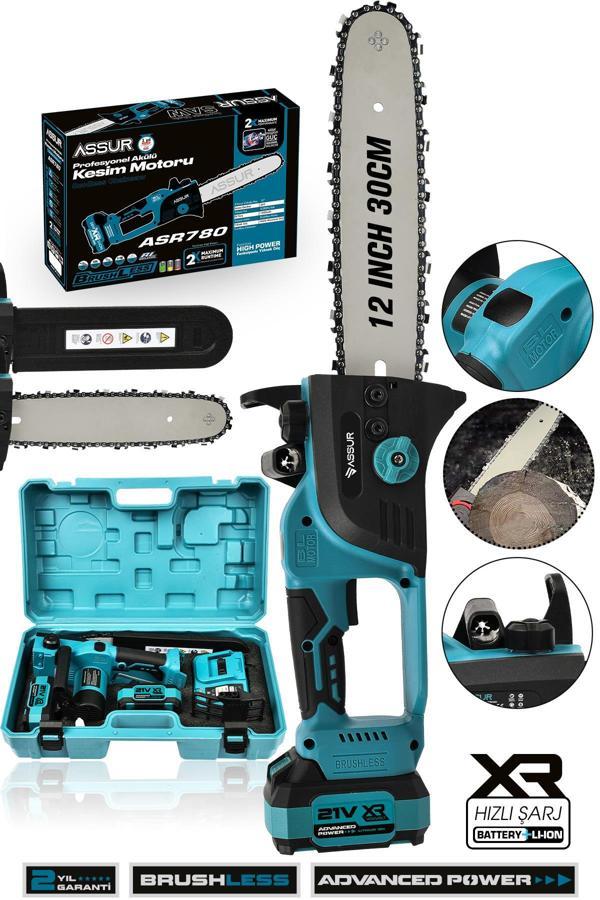 Assur 21V Çift Akülü Testere Ağaç Odun Dal Kesme Motoru - Image 1
