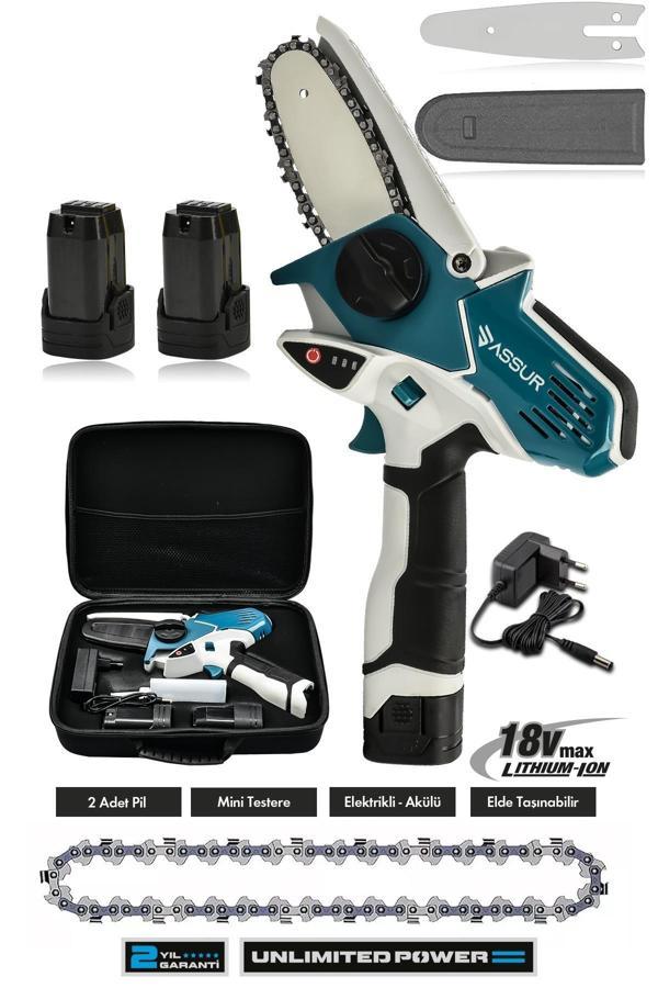 Assur 18V Çift Akülü Bıçkı Testere Dal Budama Makinesi Çantalı - Image 1