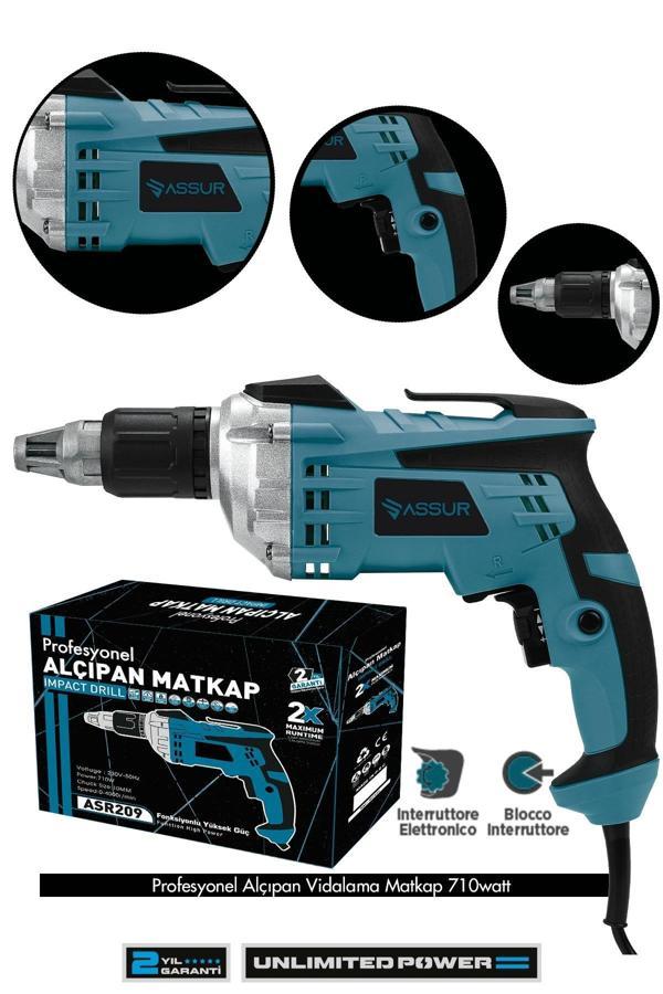 Assur 710W Elektrikli Matkap 90N.m Alçıpan Vidalama Tabancası - Image 1