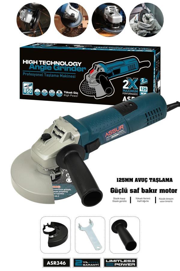 Assur 850W Avuç Taşlama Makinesi 125mm Bakır Sargılı Spiral - Image 1