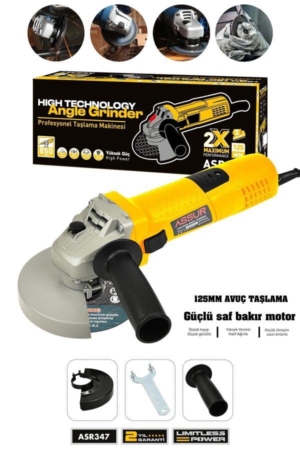 Assur 850W Avuç Taşlama Makinesi 125mm Bakır Sargılı Spiral - Image 1