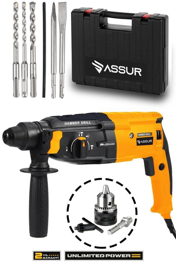 Assur 850W Metal Şanzıman Darbeli Matkap Kırıcı Delici Hilti 2-28mm - Image 1
