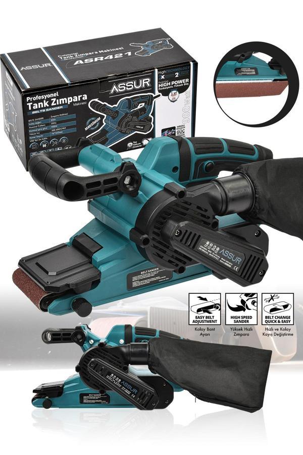 Assur 900W Elektrikli Vakumlu Tozsuz Cila Özellikli Tank Zımpara Makinesi - Image 1