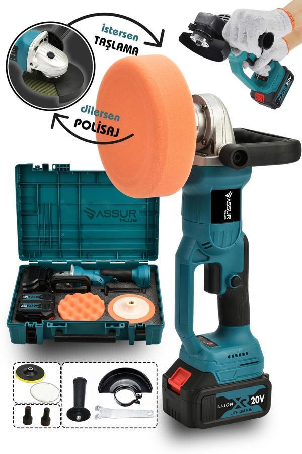 Assur Profesyonel 21V Çift Akü 125 Mm Taşlama & 150 Mm Polisaj Makinesi Set - Image 1