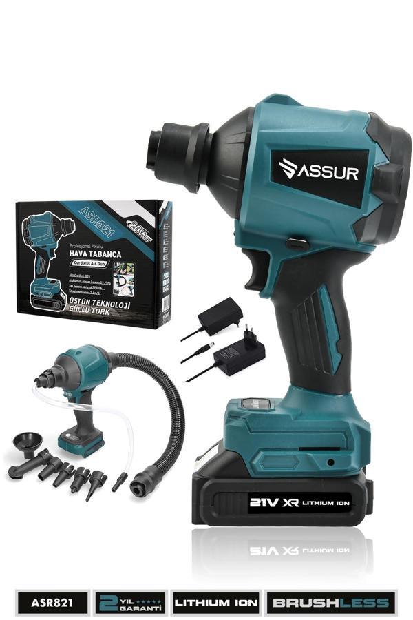 Assur Profesyonel 21V Çift Akü Hava Üfleme Şarjlı Hava Pompası - Image 1