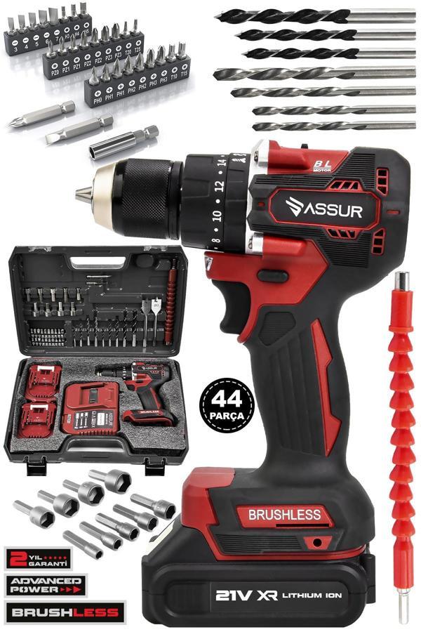 Assur 21V Şarjlı Matkap Kömürsüz Motor Çelik Mandren Darbeli Akülü Vidalama - Image 1