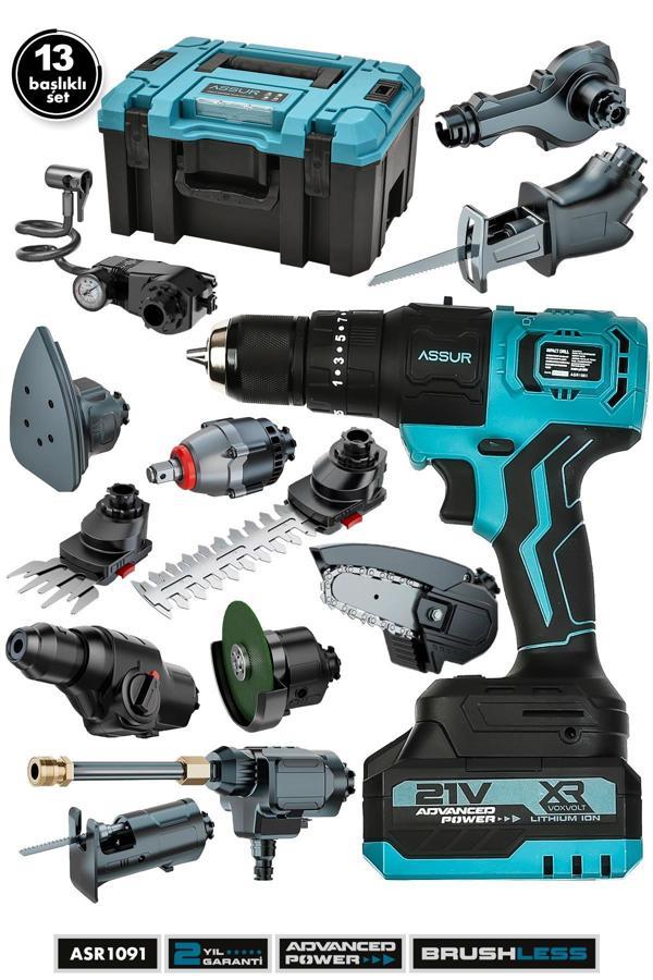 Assur Profesyonel 21V Çift Akülü Kömürsüz Şarjlı 13 Başlıklı Set - Image 1