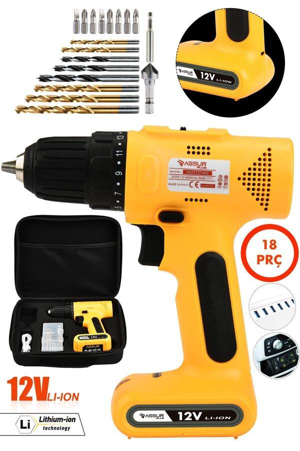 Assur Plus 12V Usb Şarjlı Matkap Vidalama Dahili Batarya - Image 1