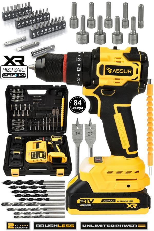 Assur Plus 21V Çelik Mandren Kömürsüz Motor Darbeli Şarjlı Matkap Vidalama - Image 1