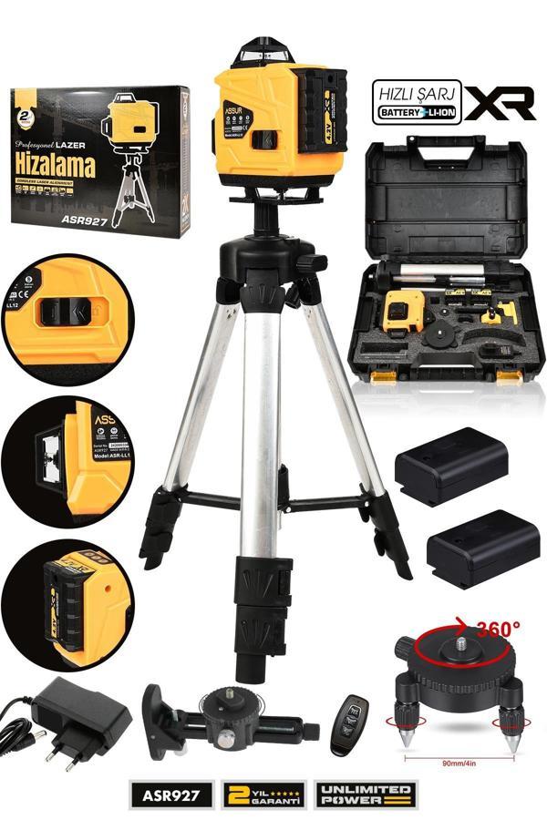 Assur Profesyonel 360° 16 Köşe Otomatik Hizalama Tripod'lu Lazer Metre Hizalama - Image 1
