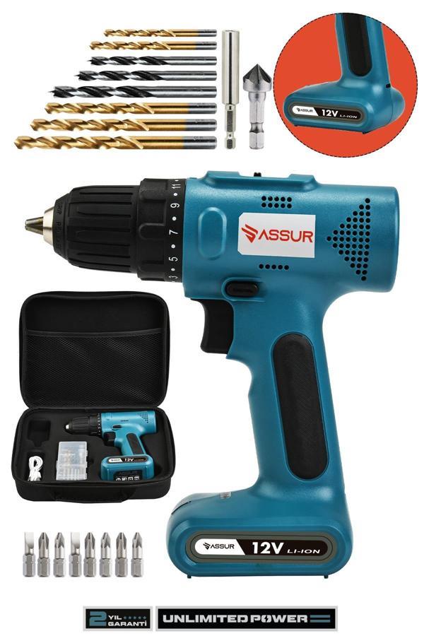 Assur 12V Type-C USB Şarjlı Akülü Vidalama Dahili Batarya Matkap - Image 1