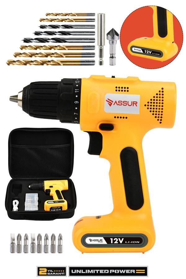 Assur 12V Type-C USB Şarjlı Akülü Vidalama Dahili Batarya Matkap - Image 1