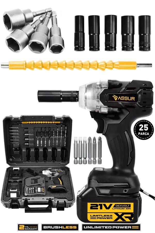 Assur 21V Çift Akü Kömürsüz Darbeli Matkap Somun Sökme Sıkma - Image 1