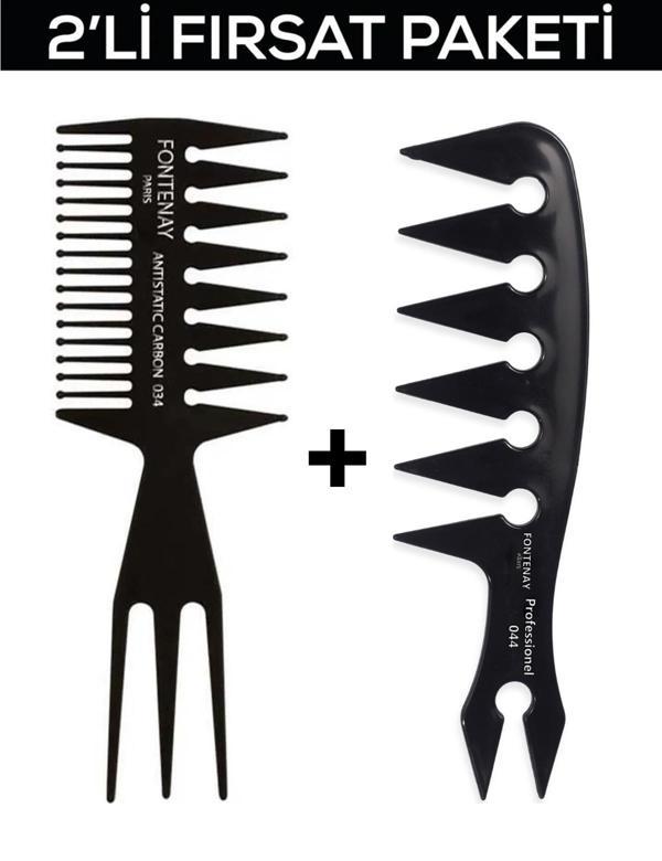 Fontenay Profesyonel Antistatik Tarak Şekil Tarak Seti 2'Li Set 3 - Image 1