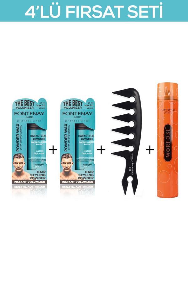 Fontenay Saç Şekillendirici Pudra Toz Wax Mat Effect X2 + Şekil Tarak'ı +Saç Spreyi 400ml 4'lü Set - Image 1