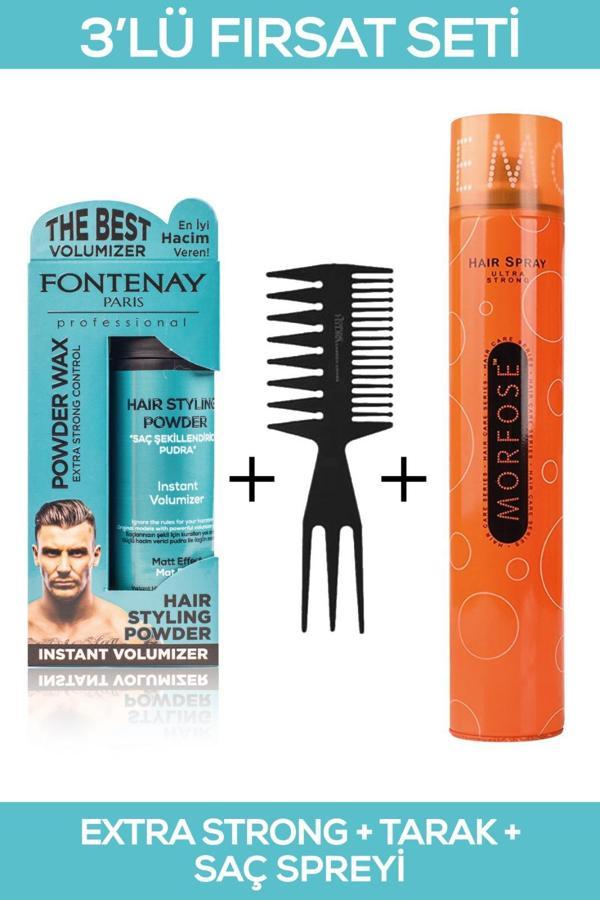 Fontenay Saç Şekillendirici Pudra Toz Wax Matt Effect + Şekil Tarağı + 400ML Saç Spreyi 3'lü Set - Image 1