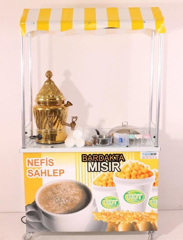 Cemko Bakır Sahlep Kazanı Ve Bardakta Mısır Arabası (Model Kilis) - Image 1