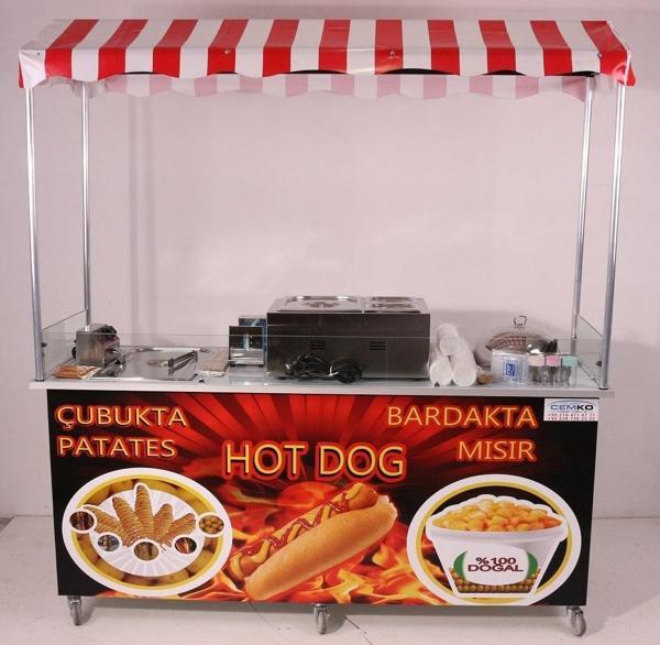 Cemko Hot Dog Çubukta Patates Ve Bardakta Mısır Standı (Model Çeşme) 65X180 - Image 1