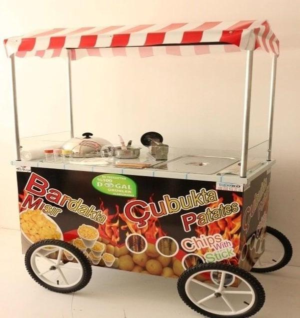 Cemko Tekerlekli Çubukta Patates Ve Bardakta Mısır Arabası (Model Şişli) - Image 1