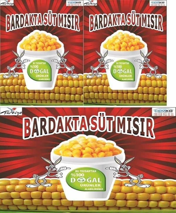 Cemko Mısır Arabası Reklamı 50X100 Model Kırmızı - Image 1