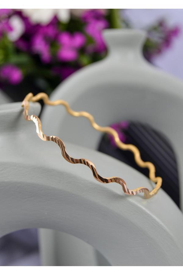 Kado Kuyumculuk 8 Gr (Gram) 22 Ayar Ray Desenli Zikzak Ajda Bilezik