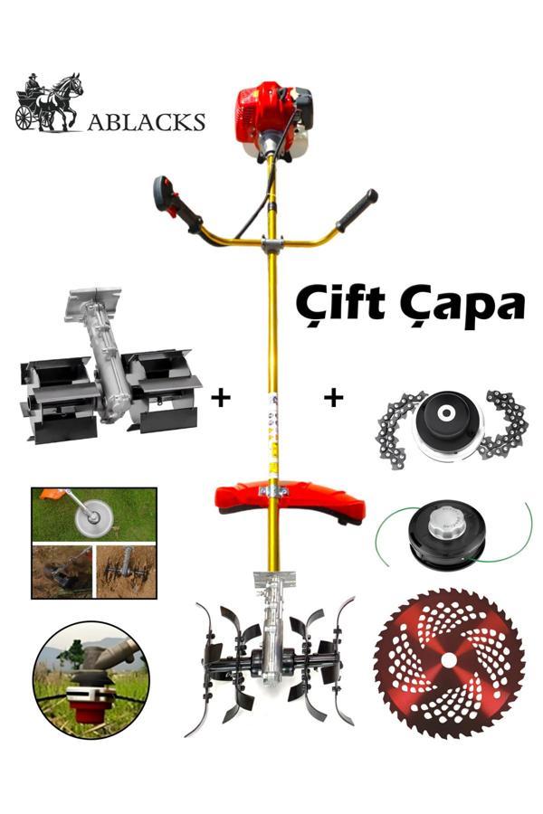 Yan Tırpan + Toprak Çapalama Aparatı + Zincirli Başlık (2 Adet Çapa) - Image 1