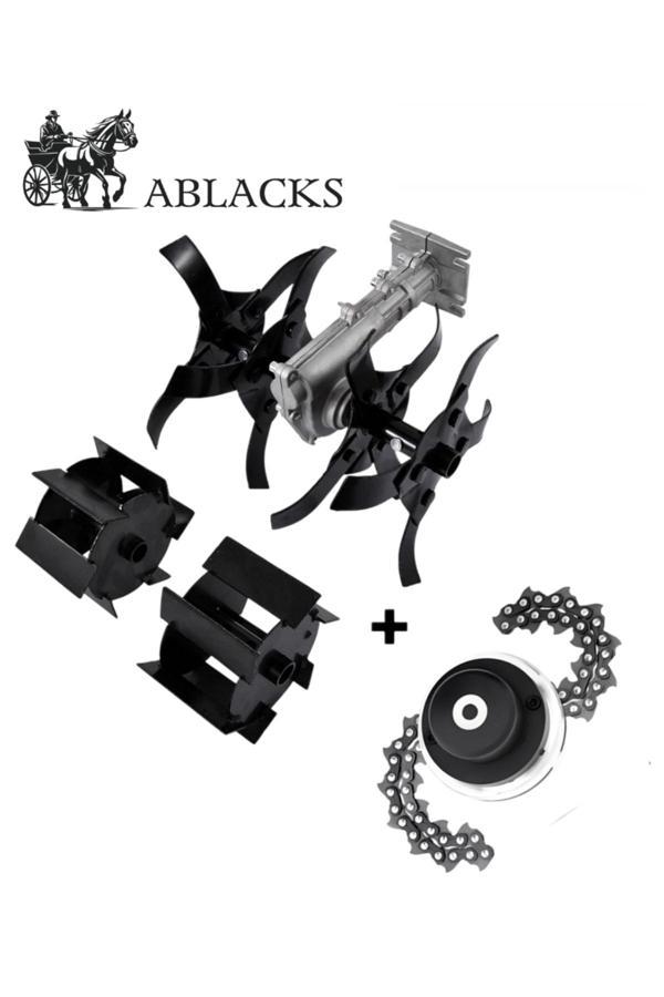 Çift Toprak Çapalama Aparatı Sırt –Yan Uyumlu 26MM 9 Diş + Zincirli Başlık - Image 1