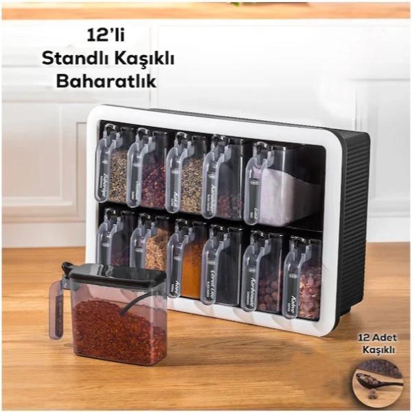 MDB 12'li Standlı Kaşıklı Baharatlık Seti - Image 1