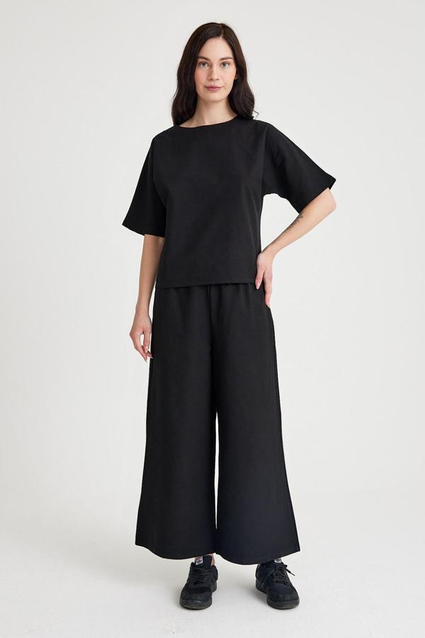 Keten Günlük Rahat Beli Lastikli Kadın İkili Takım Alt Üst - Image 1