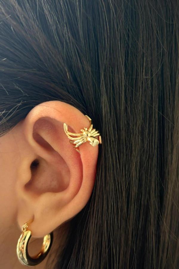 Örümcek Tasarım Kadın Sıkıştırmalı Earcuff Kıkırdak Küpe - Image 1