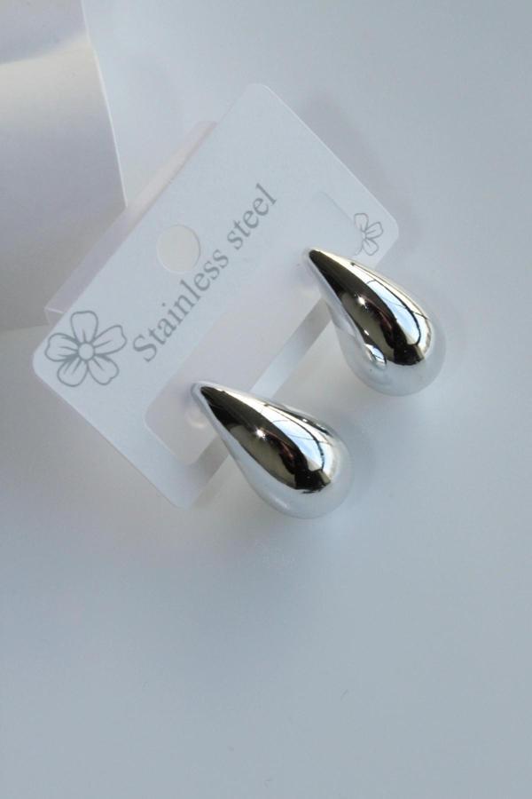 Premium Seri Cilalı Damla Model Kadın Çelik Küpe - Image 1