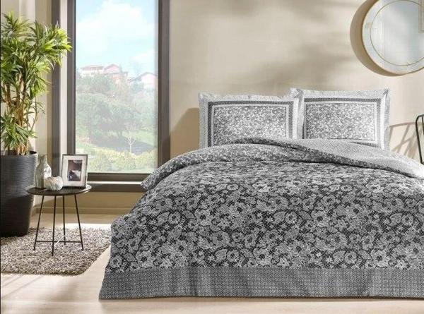 Çift Kişilik Saten Nevresim Takımı Amelia Antrasit - Image 1