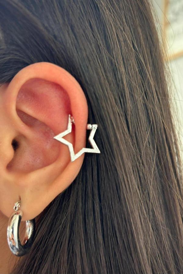 Yıldız Tasarım Sıkıştırmalı Earcuff Kıkırdak Küpe - Image 1