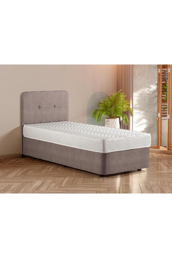 Niron Yatak Luna Yatak Baza Başlık Seti Tek Kişilik Ortopedik Yatak Sandıklı Metal Baza Ve Başlık Takımı - Image 1