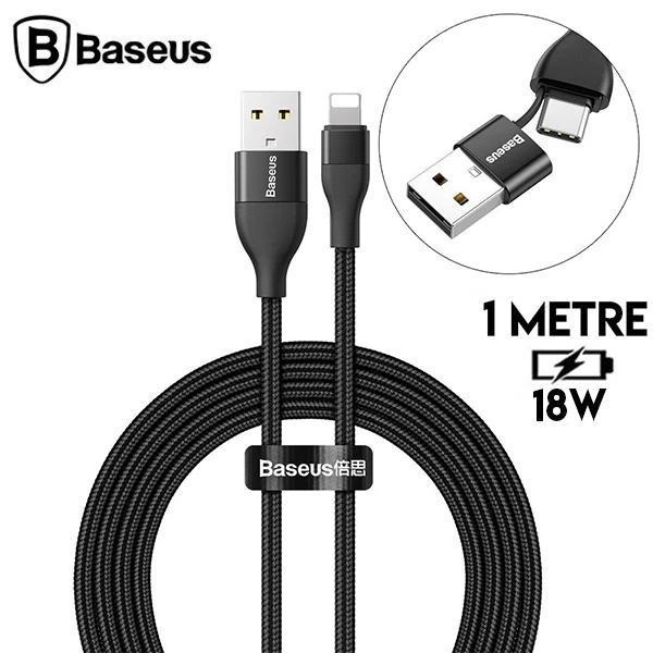 Baseus 2in1 Dual Output Cable/USB-A+Type-C İPhone 18W Hızlı Şarj Usb Kablo 1m-(5775) - Image 1