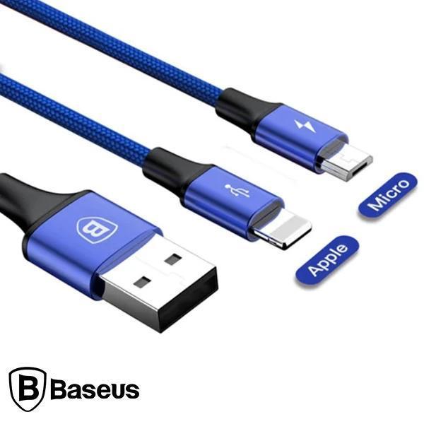 Baseus Rapid Series 2in1 İphone+ Micro Usb 3.0A Usb Kablo Şarj 120cm-(5775) - Image 1