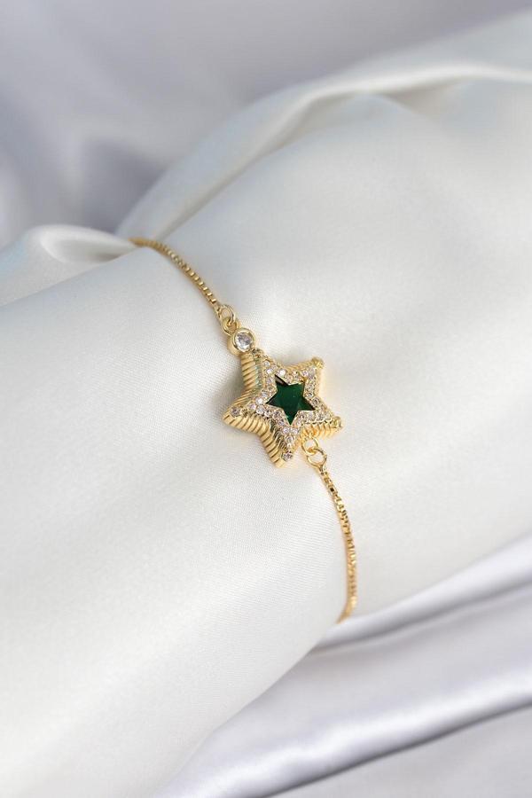 Yıldız Model Asansörlü Gold Renk Kadın Bileklik 8013 - Image 1