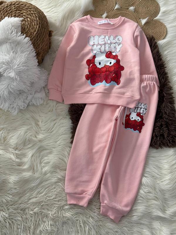 ​​​​​​​Kız Çocuk Eşofman Takımı – Hello Kitty Baskılı, 3 İplik Kumaş - Image 1