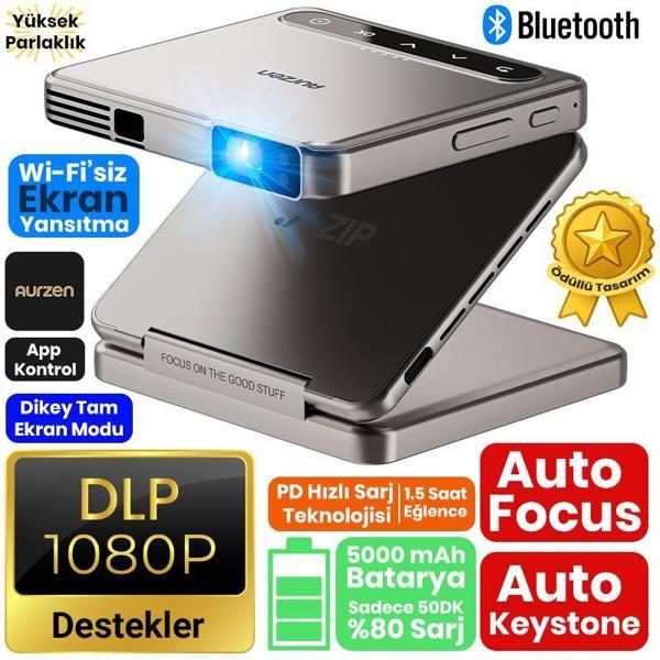 Vankyo Aurzen ZIP Katlanabilir DLP 1080P Destekli Bataryalı Projeksiyon Cihazı +Auto Focus+Auto Keystone+6.1BT - Image 1