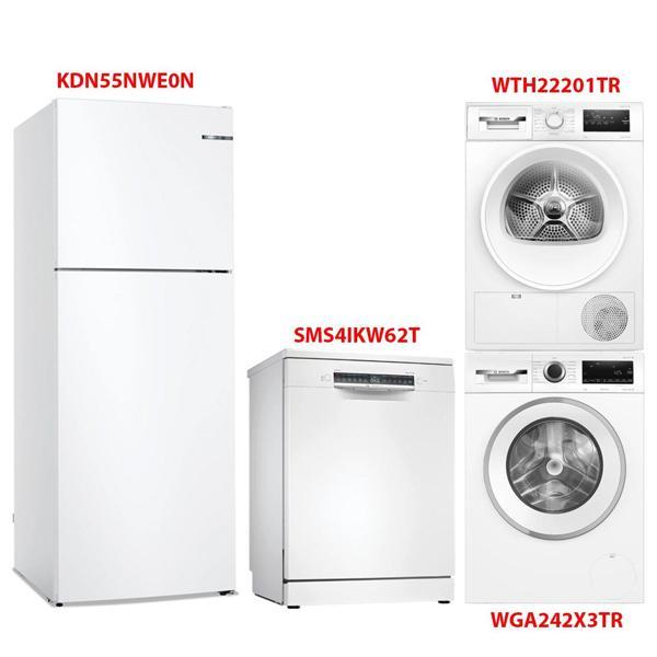 Bosch KDN55NWE0N - SMS4IKW62T - WGA242X3TR - WTH22201TR Beyaz Eşya 4'lü Set - Image 1
